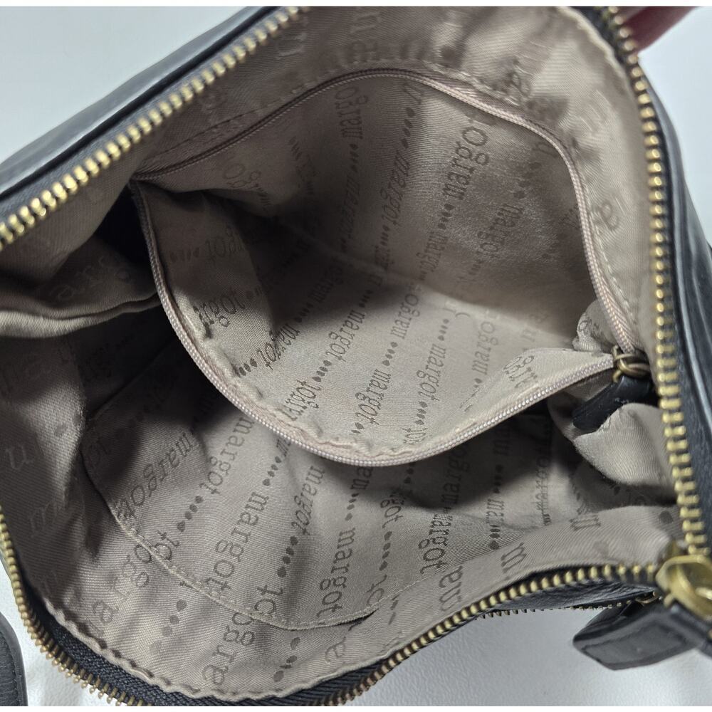 MARGOT New York CROSSBODY PURSE BAG Black SOFT LEATHER ADJ. STRAP - Picture 10 of 13